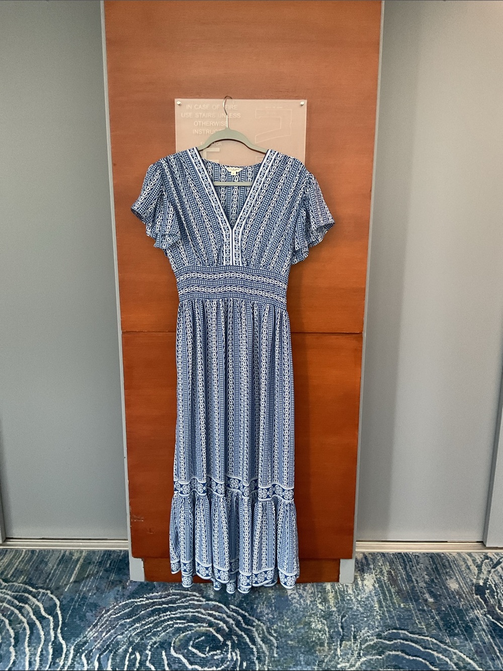 Max Studio Blue Printed V-Neck Maxi Dress - Picture 8 of 8